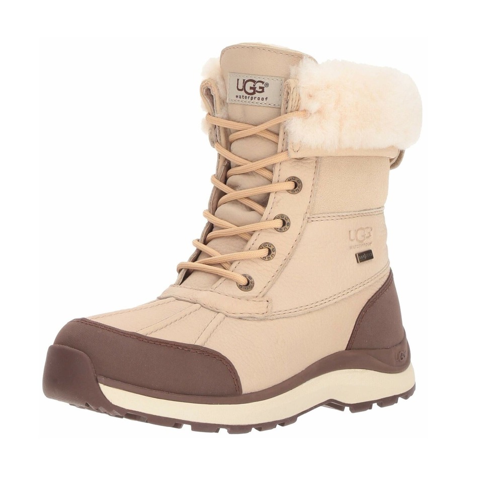 UGG Adirondack III Waterproof Winter Boots Sand Birch Leather Suede Women 8 snow
